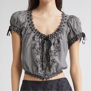 Doen Nera Top La Maddalena Black and White Gingham Blouse New size Medium